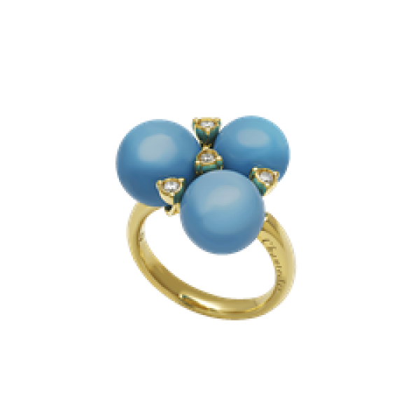Anello Cherie in oro giallo, diamanti e turchese